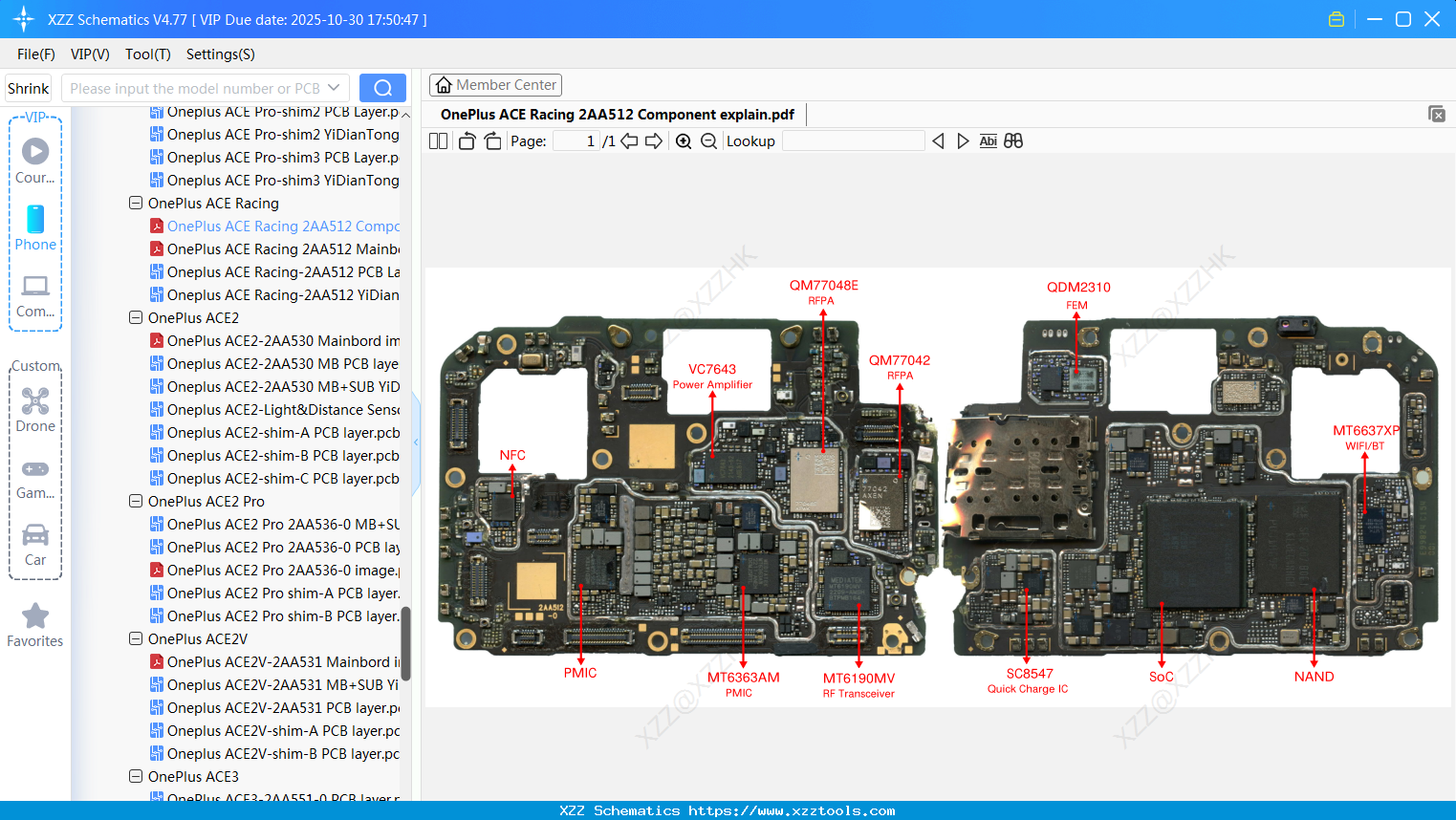 OnePlus ACE Racing 2AA512 Component Explain
